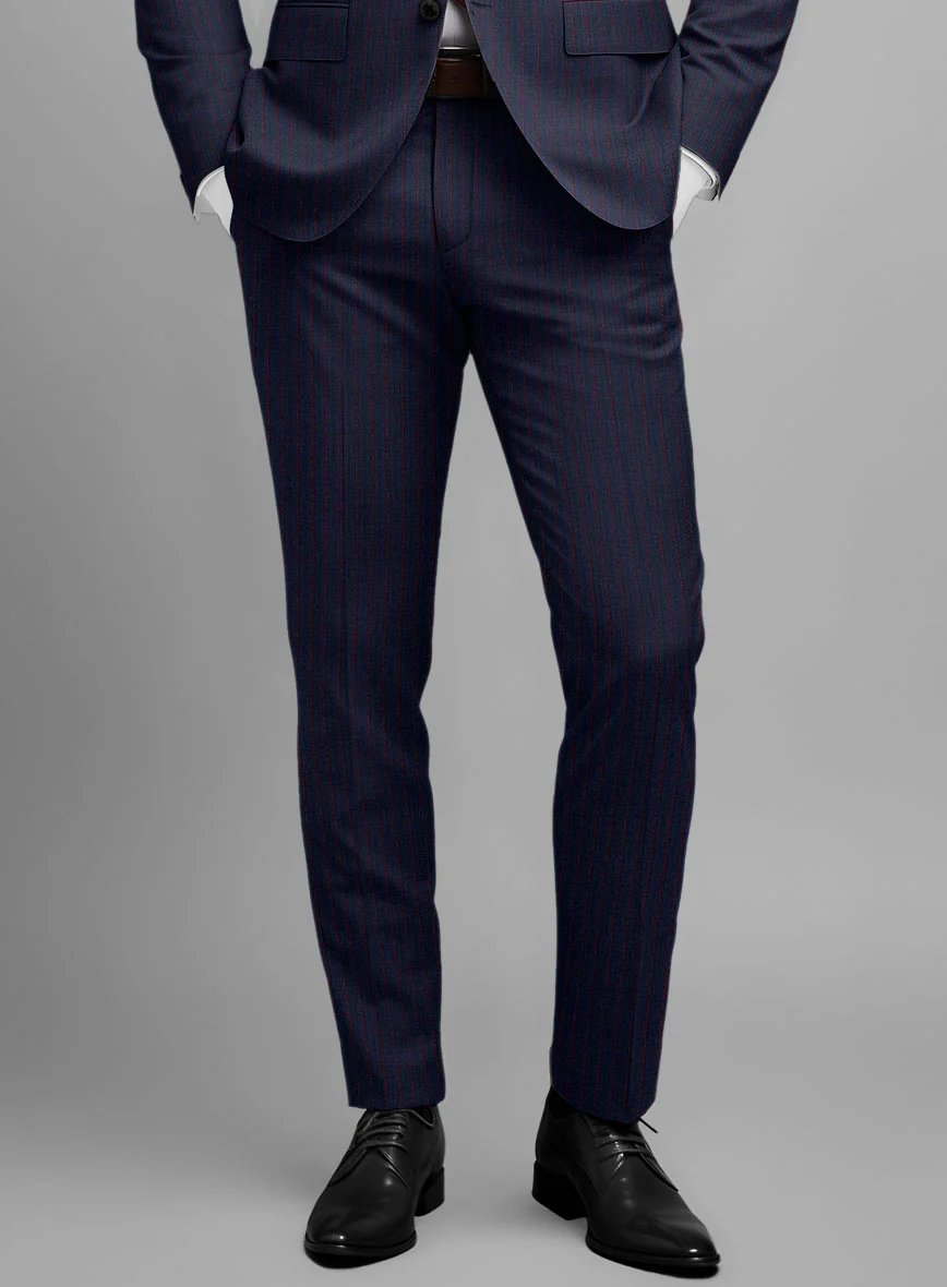 Napolean Argio Stripe Dark Blue Wool Suit - Image 7