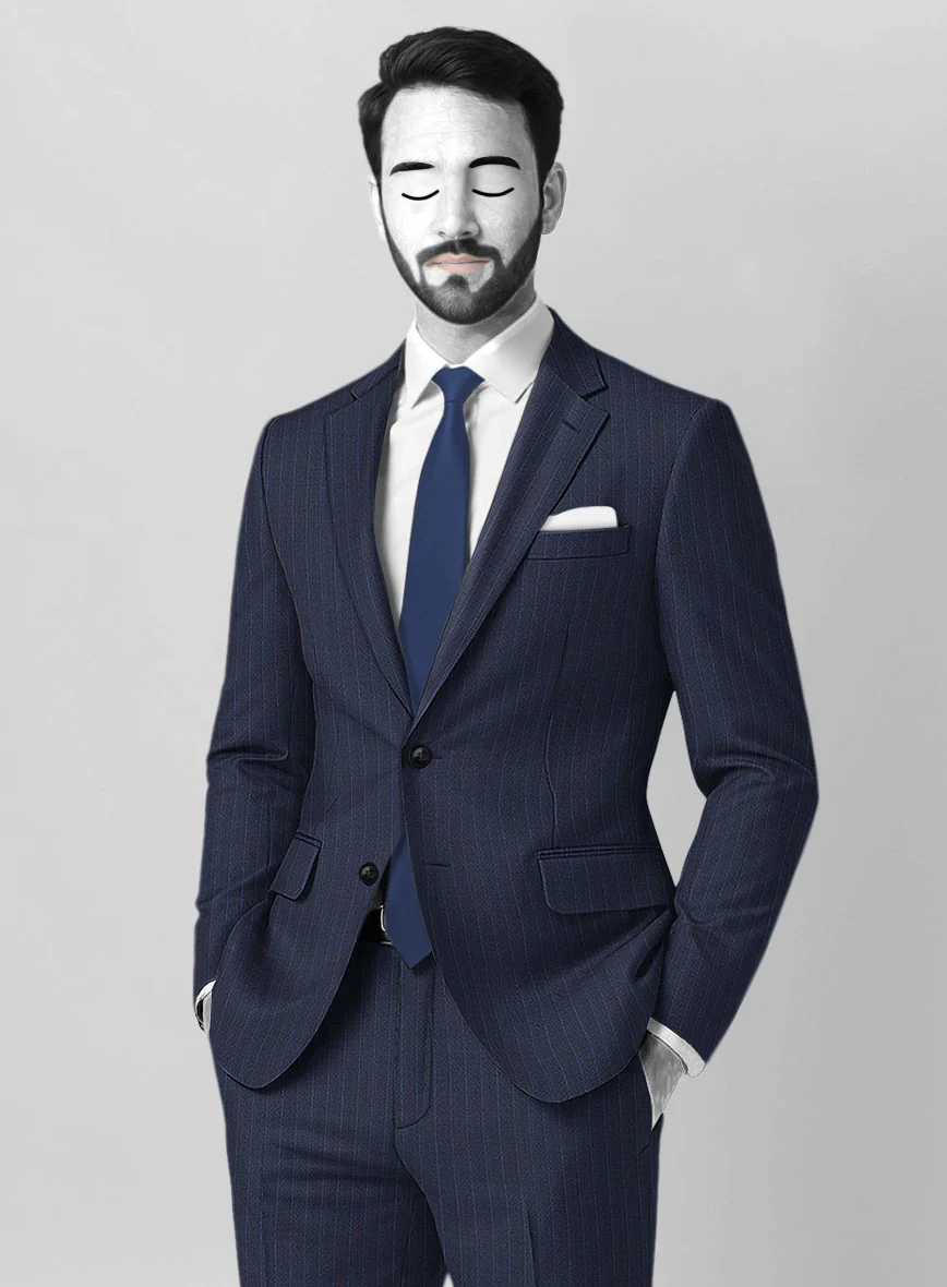 Napolean Argio Stripe Ink Blue Wool Suit - Image 3