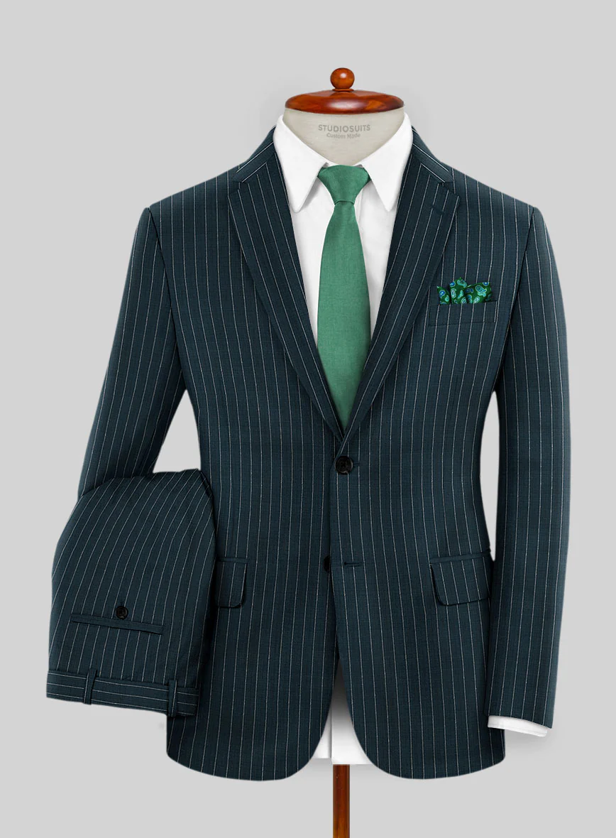 Napolean Argio Stripe Prussian Blue Wool Suit - Image 2