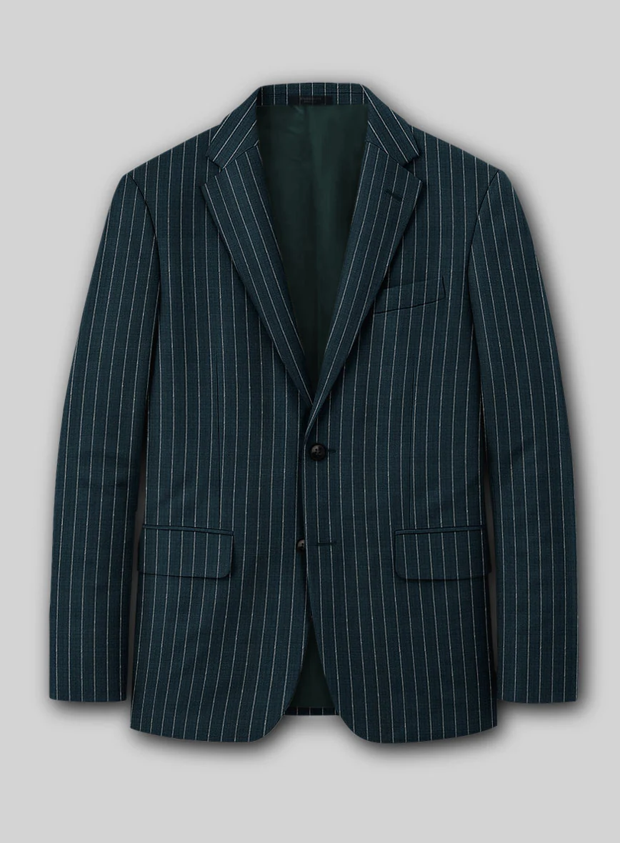 Napolean Argio Stripe Prussian Blue Wool Suit - Image 4