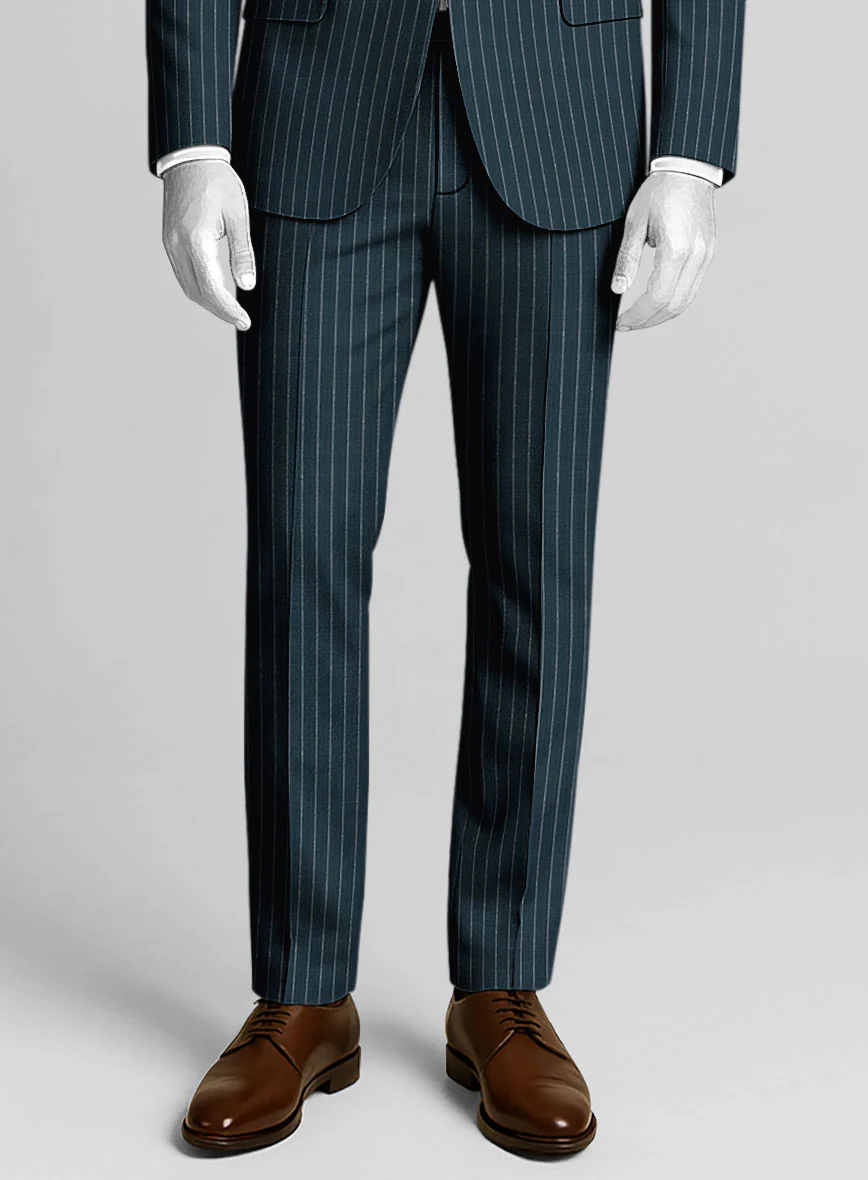 Napolean Argio Stripe Prussian Blue Wool Suit - Image 6