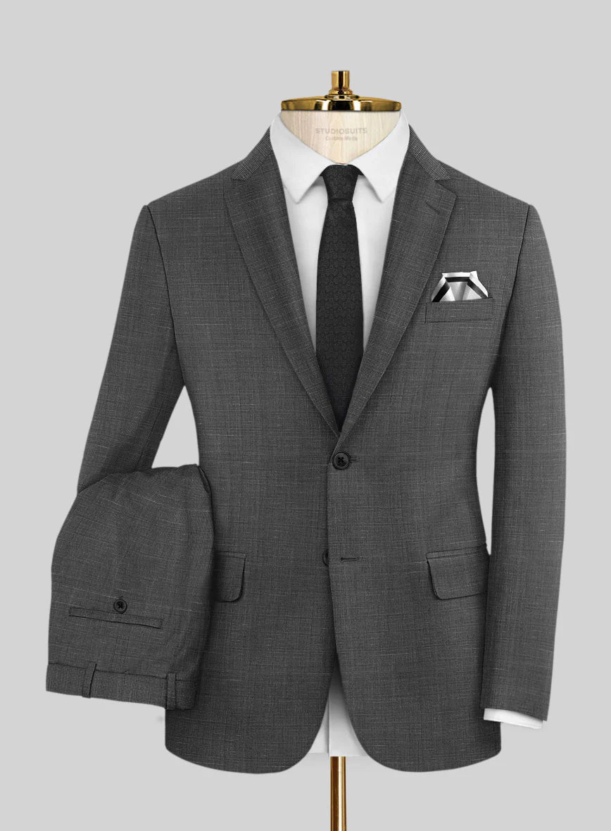 Napolean Ariel Nailhead Charcoal Wool Suit - Image 2