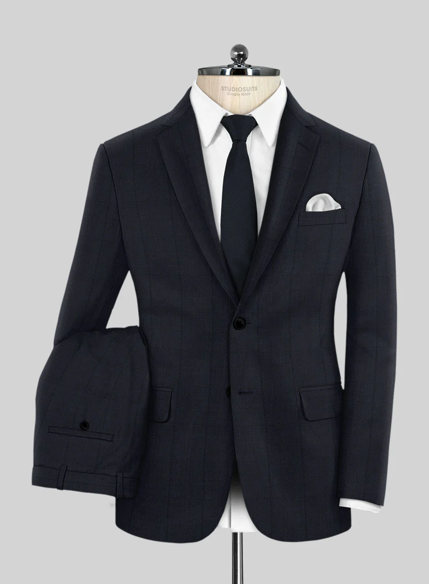 Napolean Artici Windowpane Blue Wool Suit - Image 2