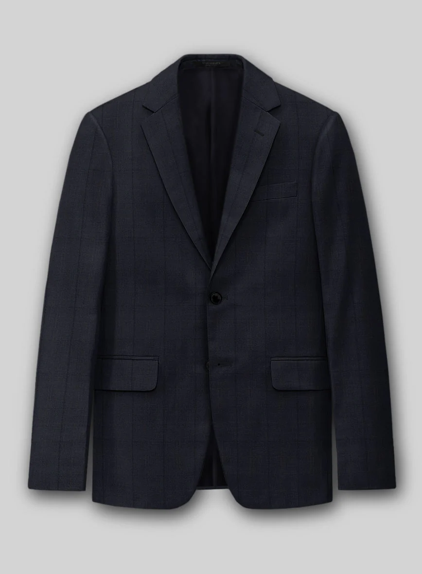 Napolean Artici Windowpane Blue Wool Suit - Image 3