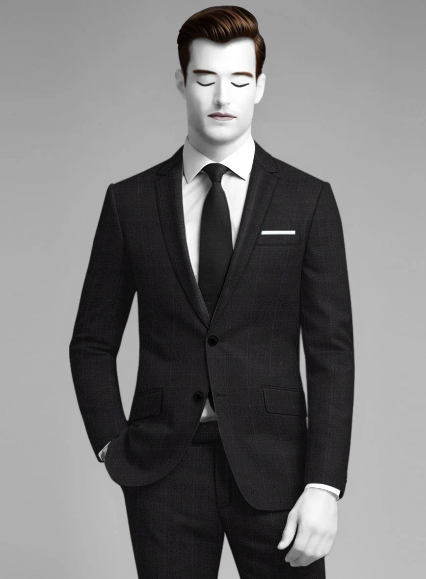 Napolean Artici Windowpane Charcoal Wool Suit - Image 4