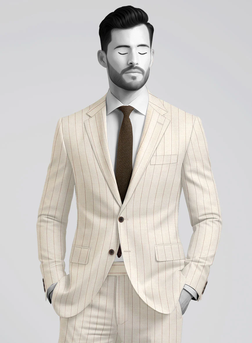 Napolean Artisan Band Beige Wool Suit - Image 3