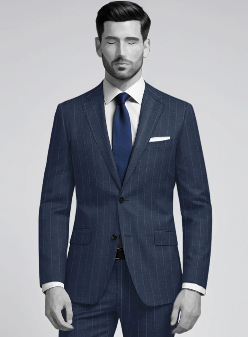 Napolean Artisan Band Blue Wool Suit - Image 3