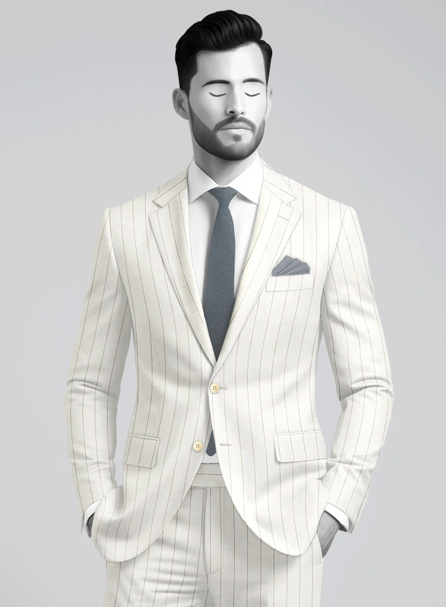 Napolean Artisan Band Ivory Wool Suit - Image 3