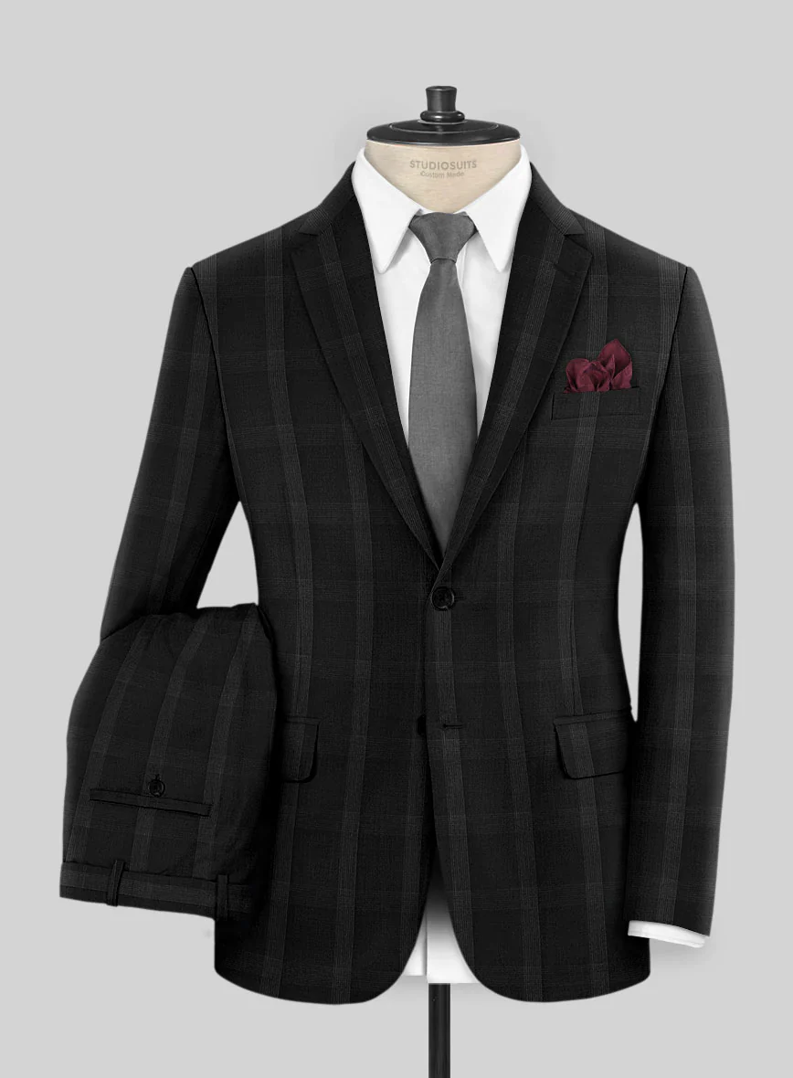 Napolean Artistic Black Check Wool Suit - Image 2
