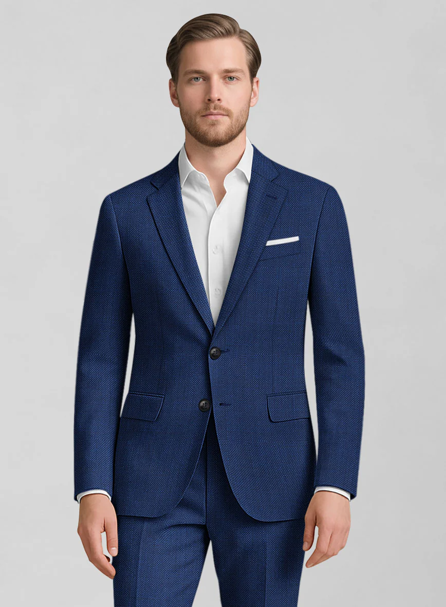 Napolean Arvett Basket Weave Blue Wool Suit - Image 3