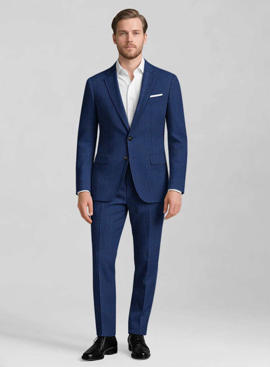 Napolean Arvett Basket Weave Blue Wool Suit - Image 6