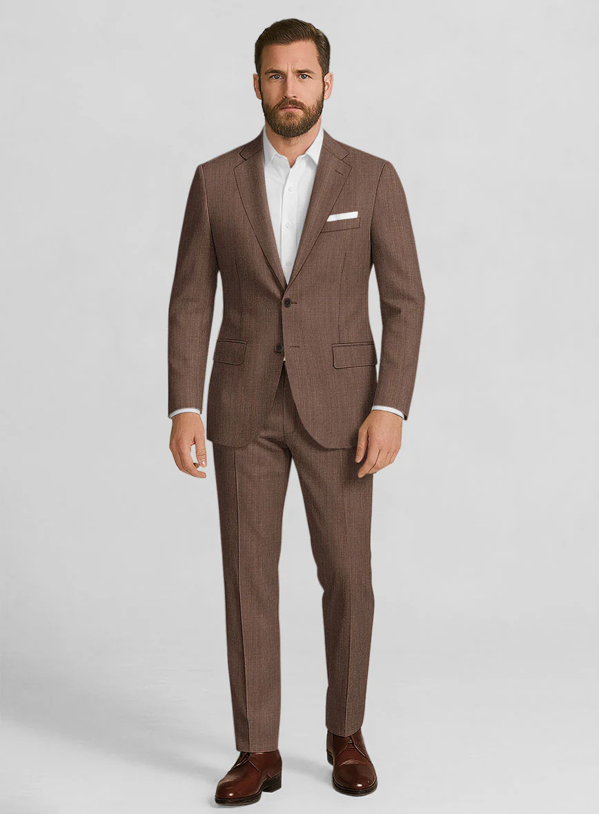 Napolean Arvett Basket Weave Brown Wool Suit - Image 5