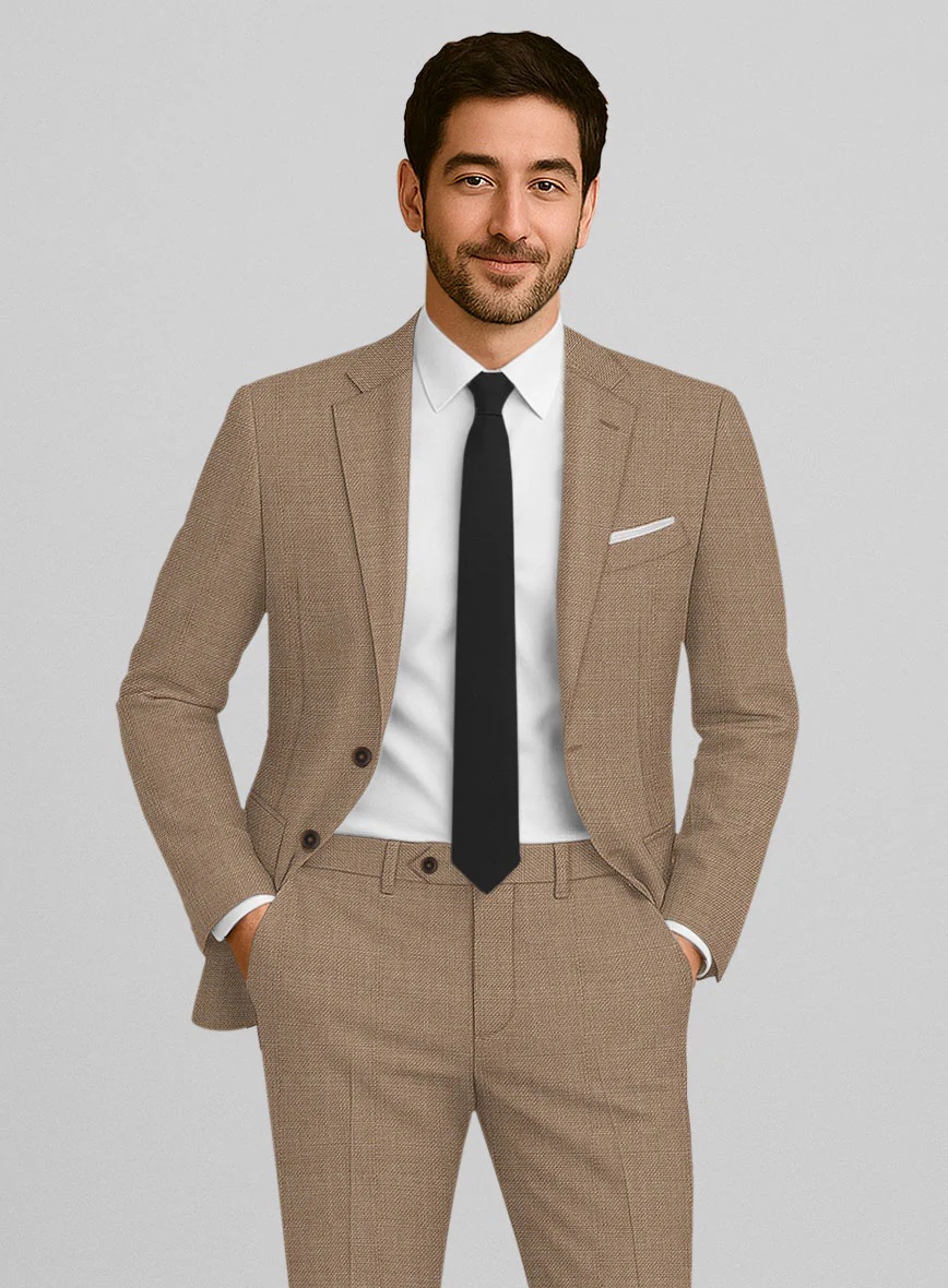 Napolean Arvett Basket Weave Light Brown Wool Jacket - Image 2
