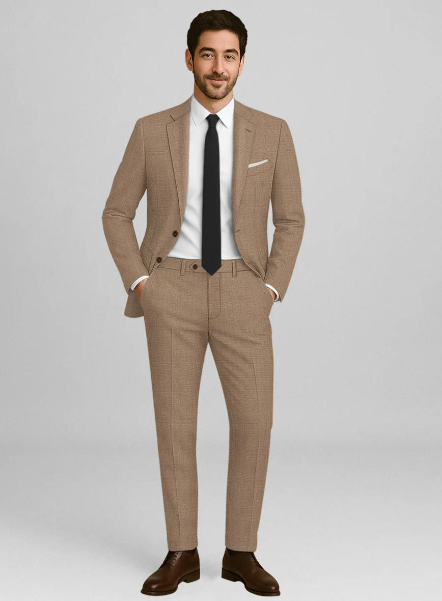 Napolean Arvett Basket Weave Light Brown Wool Suit - Image 6