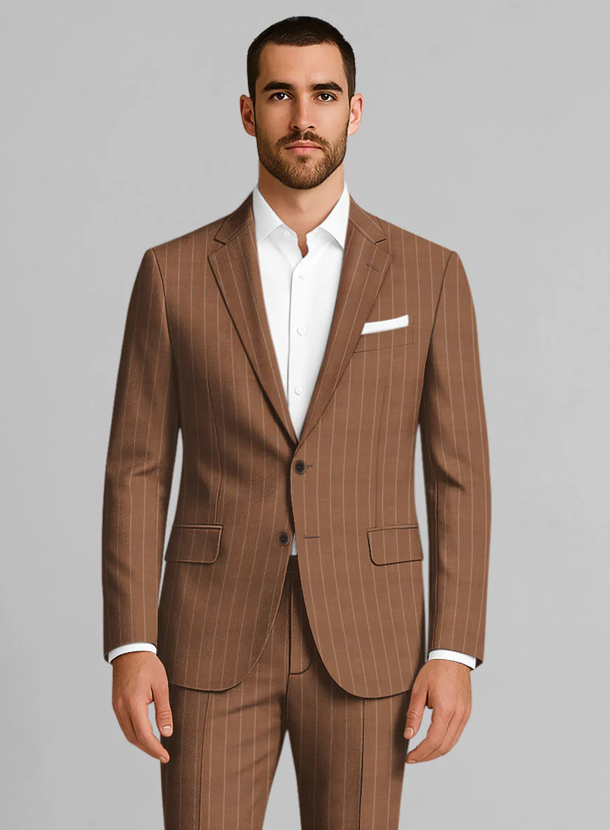 Napolean Avrino Stripe Brown Wool Jacket - Image 2