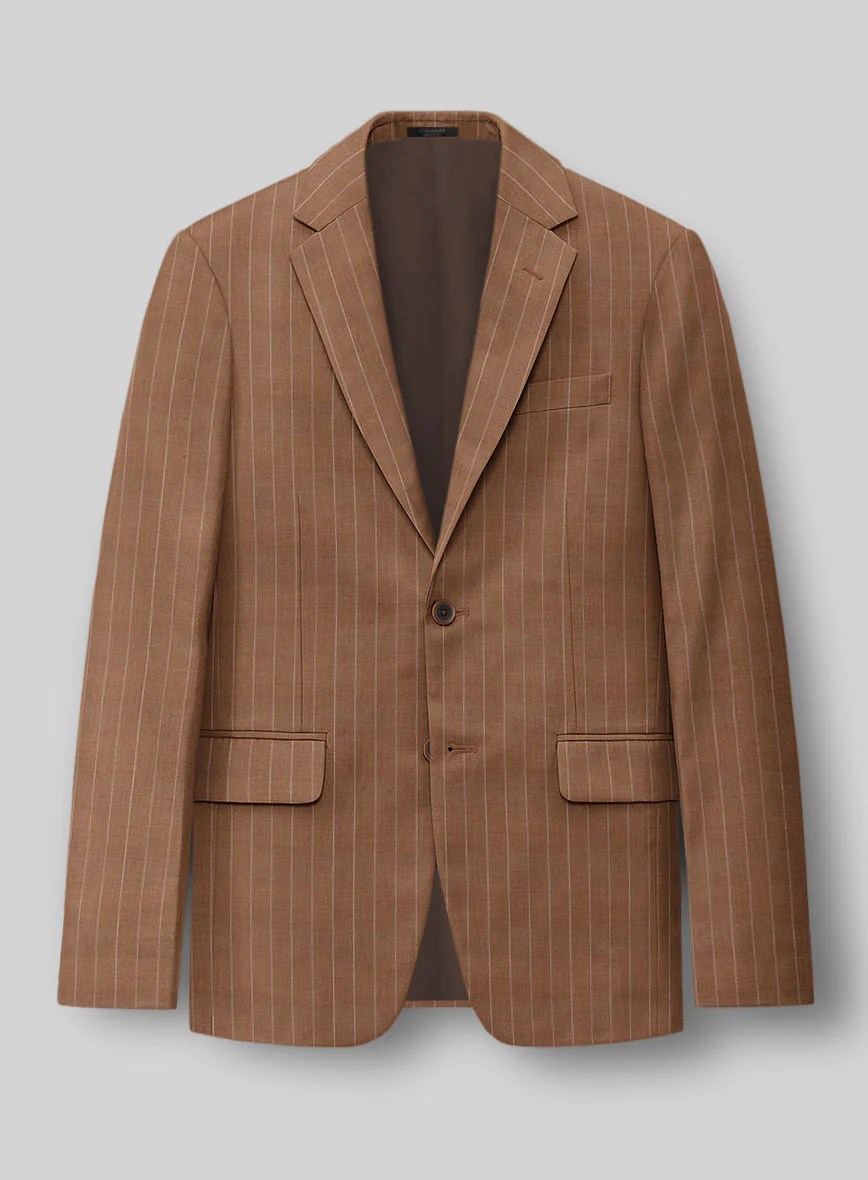 Napolean Avrino Stripe Brown Wool Suit - Image 2