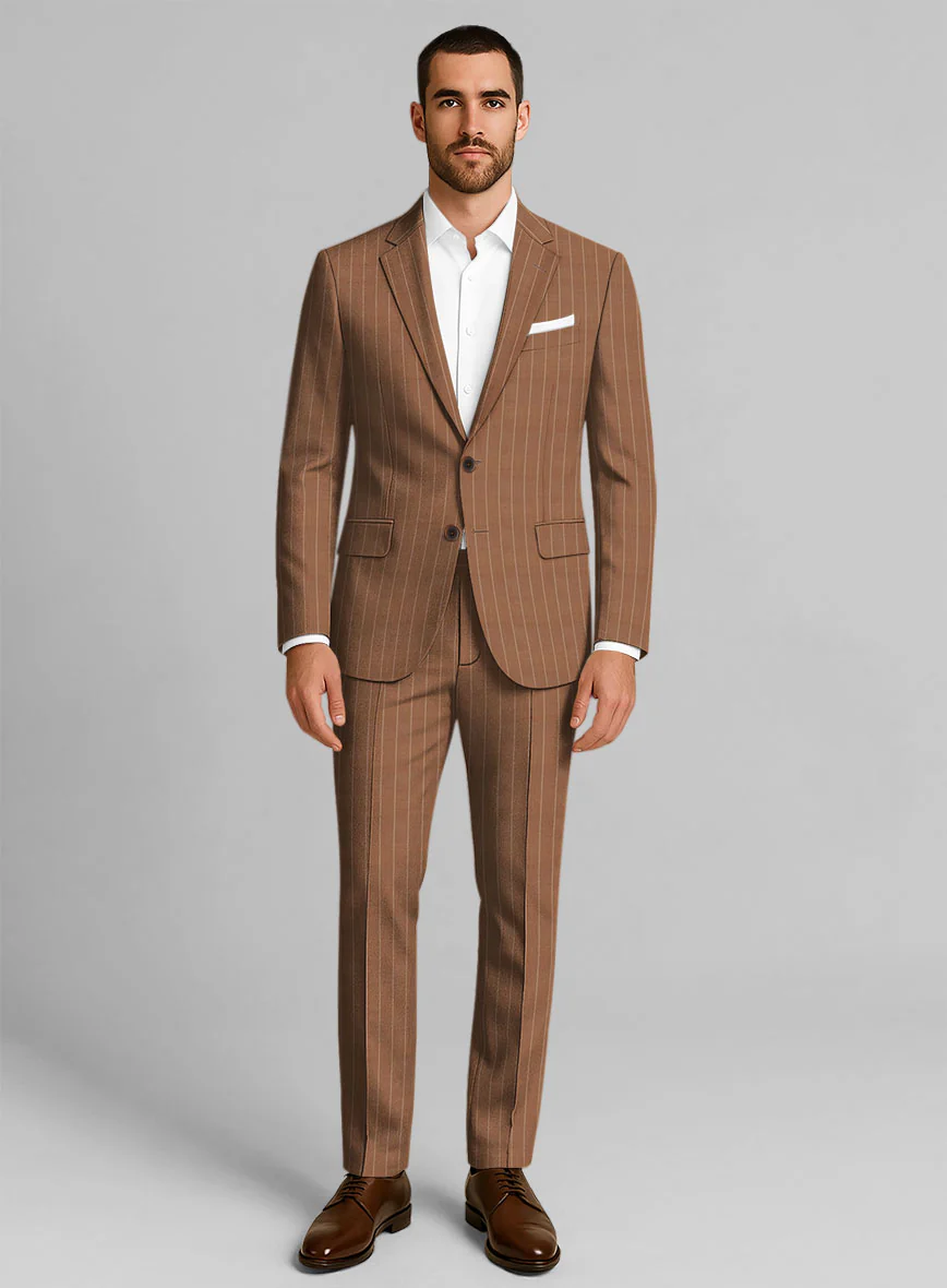 Napolean Avrino Stripe Brown Wool Suit - Image 6