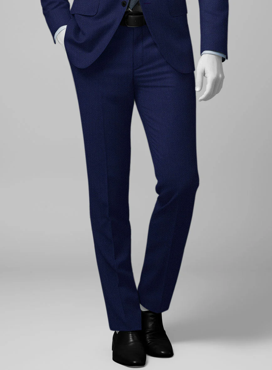 Napolean Basket Weave Blue Wool Pants - Image 2