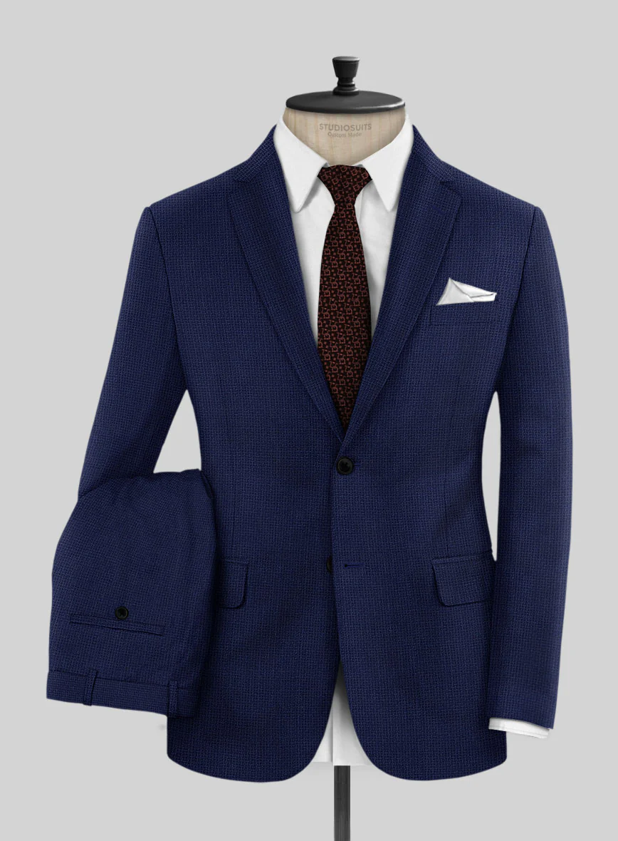 Napolean Basket Weave Blue Wool Suit - Image 2