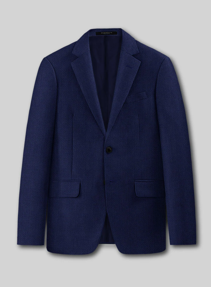 Napolean Basket Weave Blue Wool Suit - Image 3