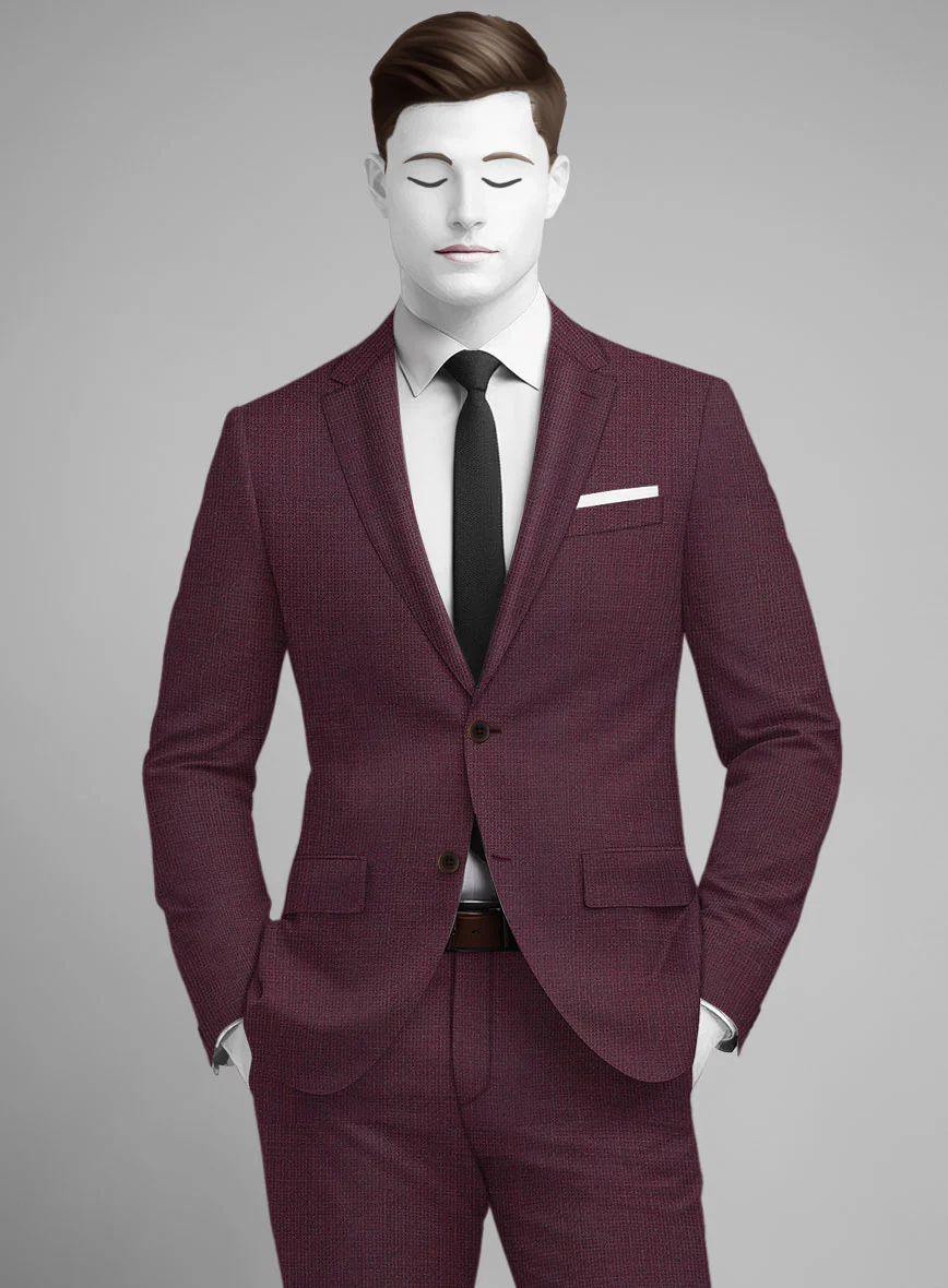 Napolean Basket Weave Wine Wool Jacket - Image 2