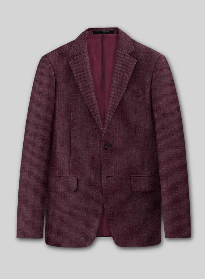 Napolean Basket Weave Wine Wool Suit - Image 3