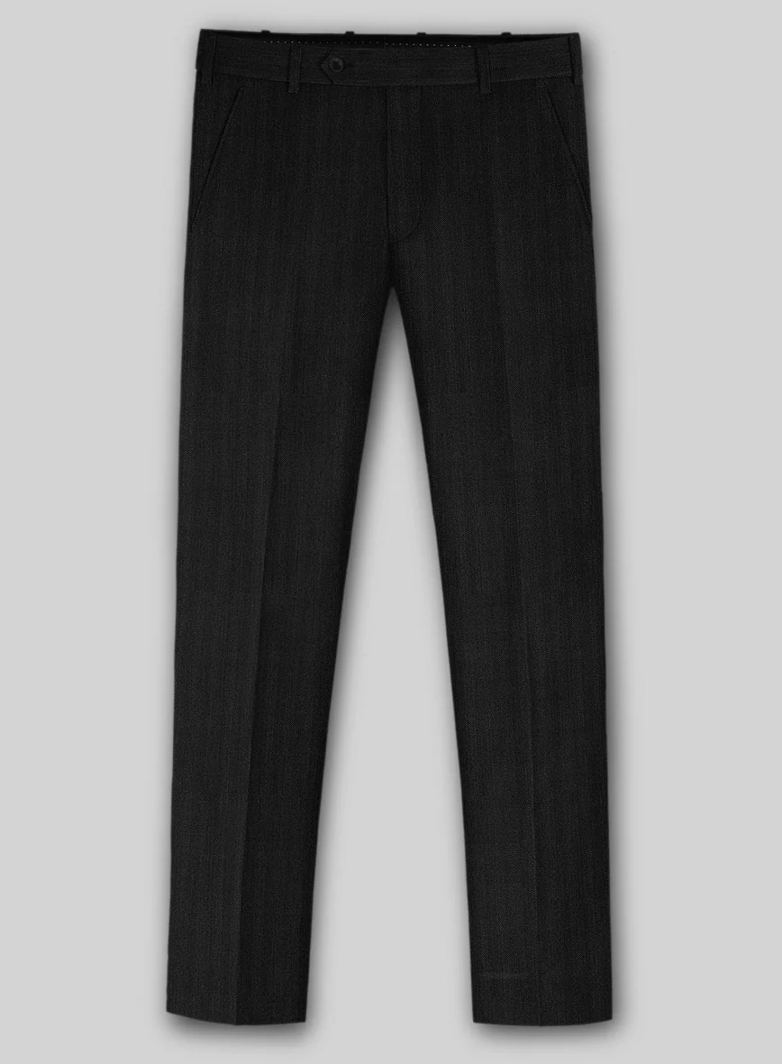 Napolean Black Herringbone Wool Pants - Image 2