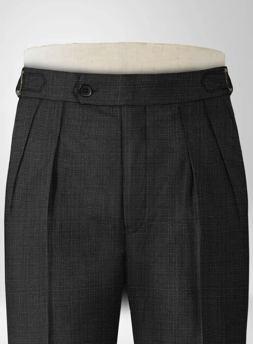 Napolean Bob Weave Charcoal Wool Highland Trousers - Image 2