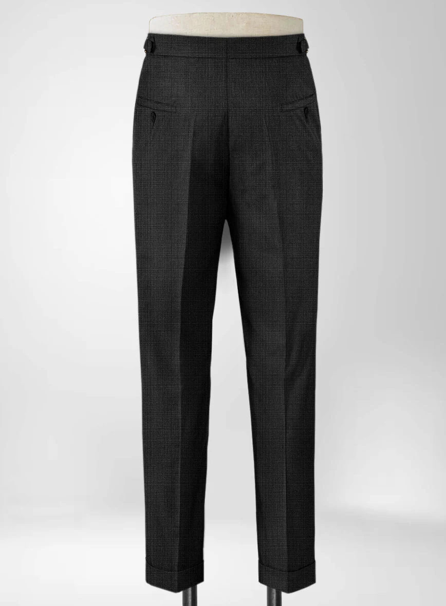 Napolean Bob Weave Charcoal Wool Highland Trousers - Image 3