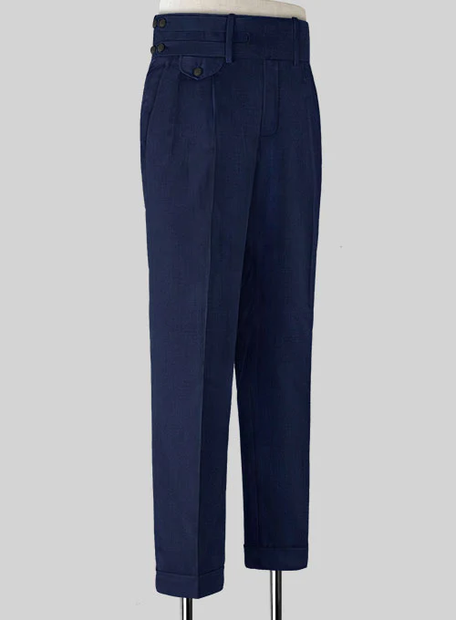 Napolean Bottle Blue Double Gurkha Wool Trousers - Image 2