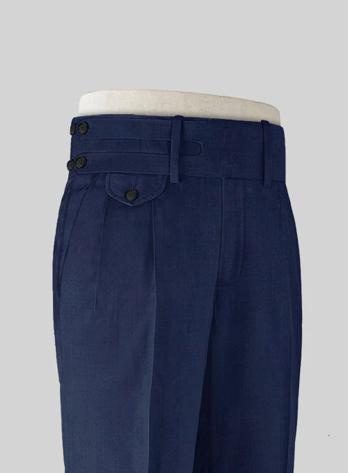 Napolean Bottle Blue Double Gurkha Wool Trousers - Image 5