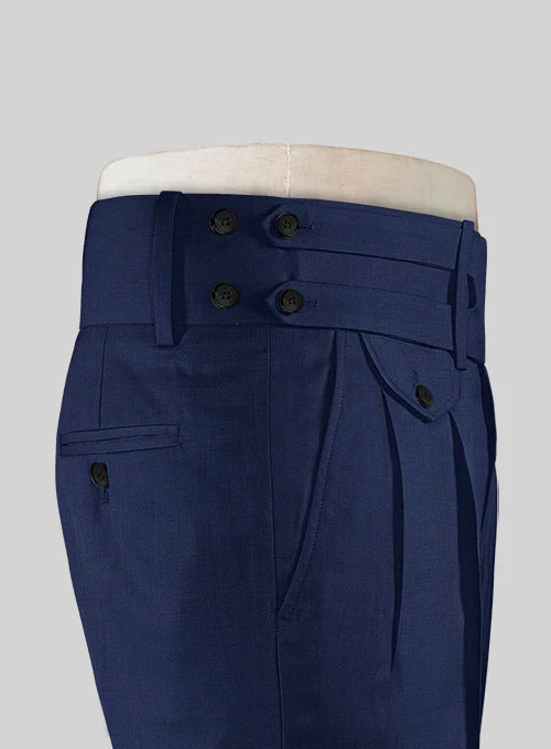 Napolean Bottle Blue Double Gurkha Wool Trousers - Image 7
