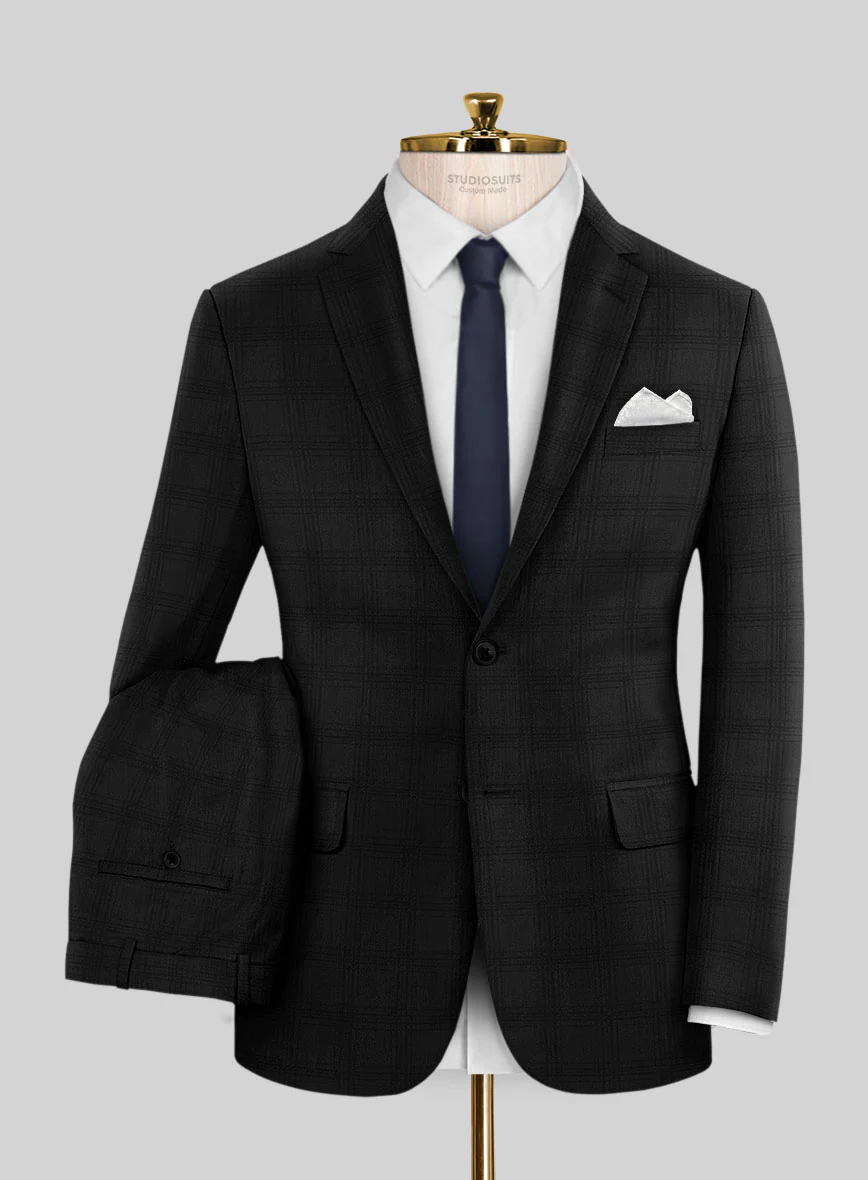 Napolean Brook Overcheck Black Wool Suit - Image 2