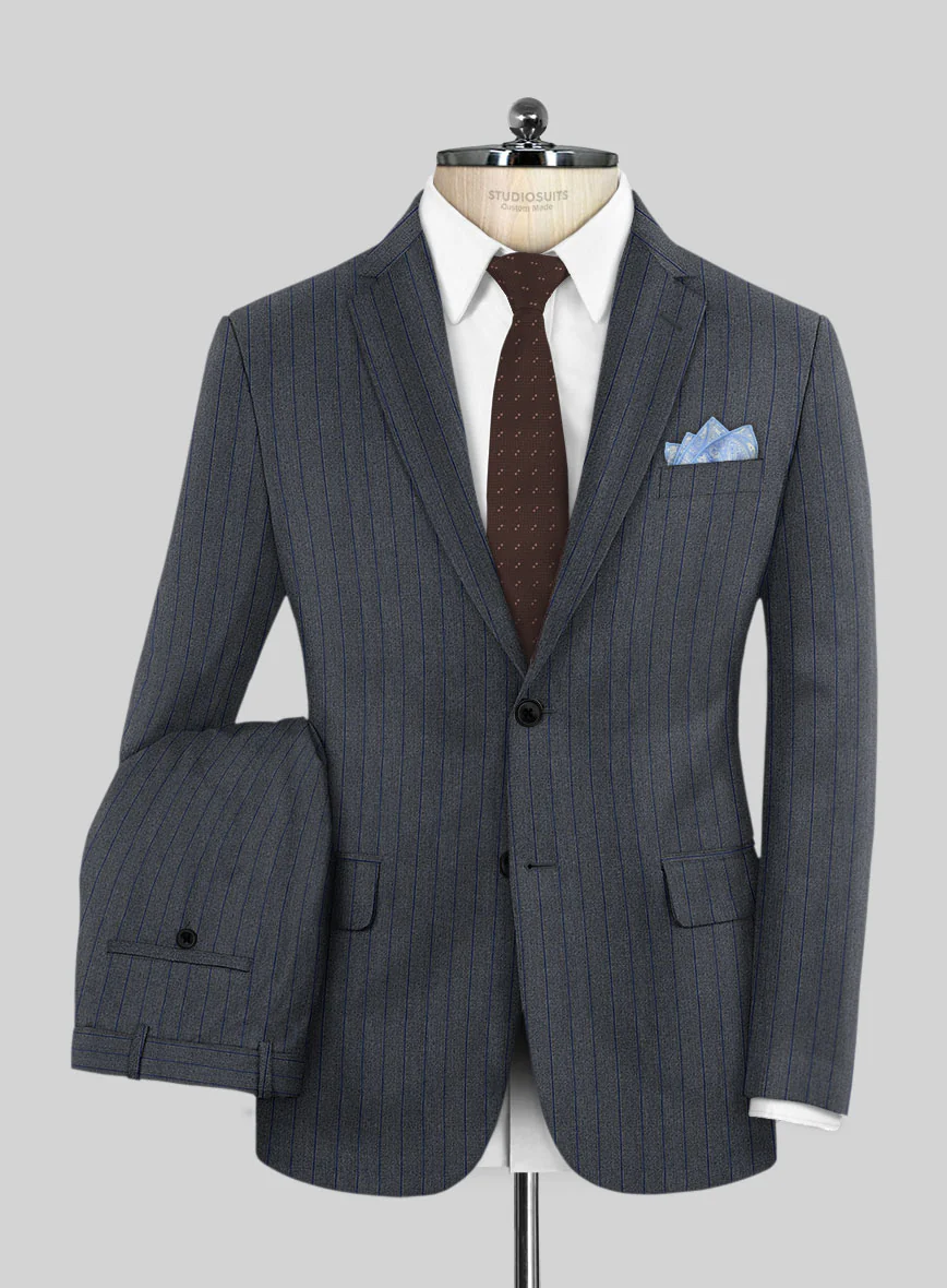 Napolean Calipso Stripe Blue Wool Suit - Image 2