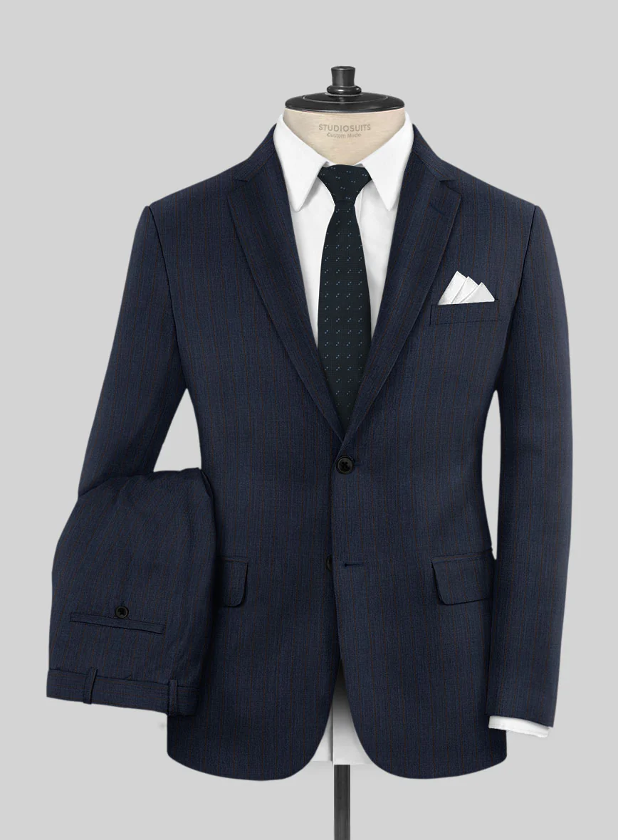 Napolean Calipso Stripe Dark Blue Wool Suit - Image 2