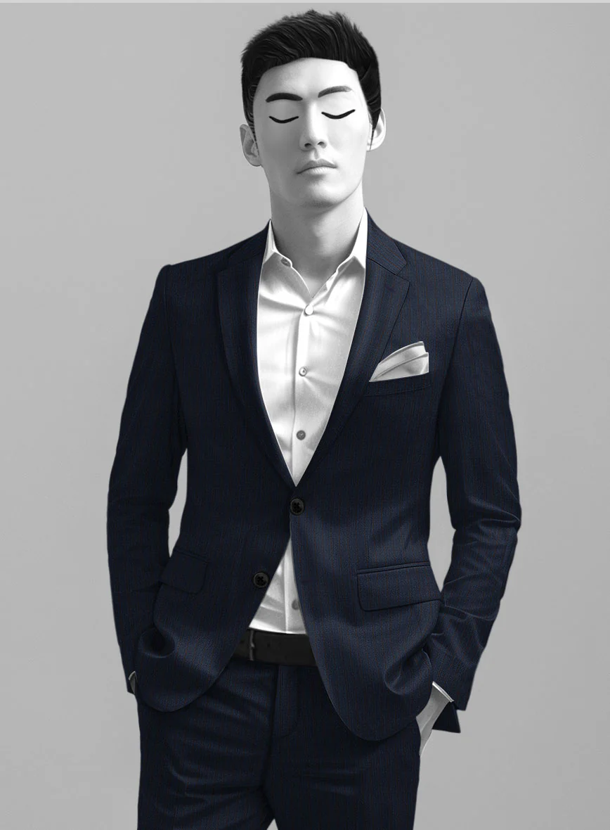Napolean Calipso Stripe Dark Blue Wool Suit - Image 3