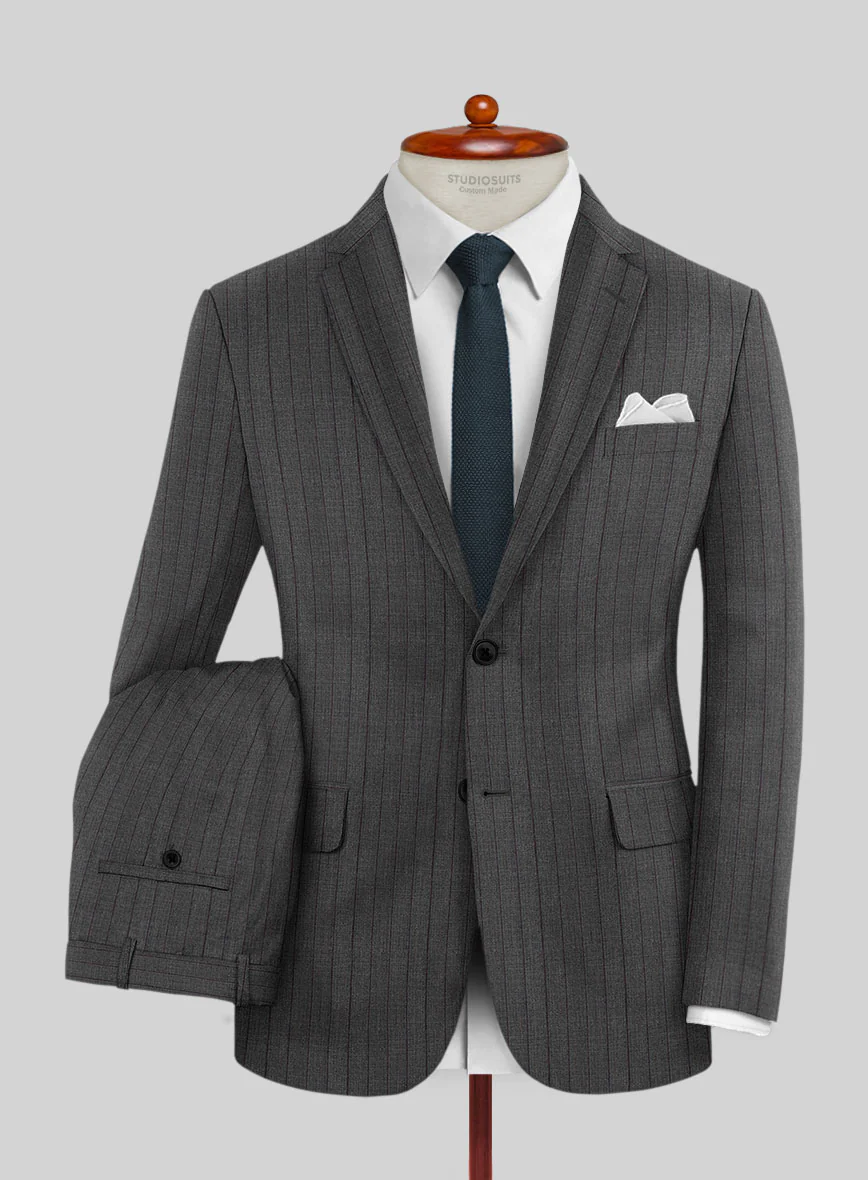 Napolean Calipso Stripe Gray Wool Suit - Image 2