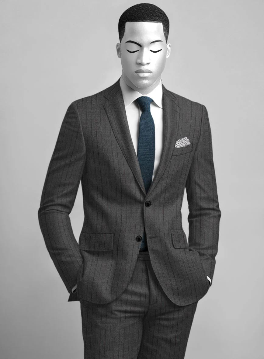 Napolean Calipso Stripe Gray Wool Suit - Image 3