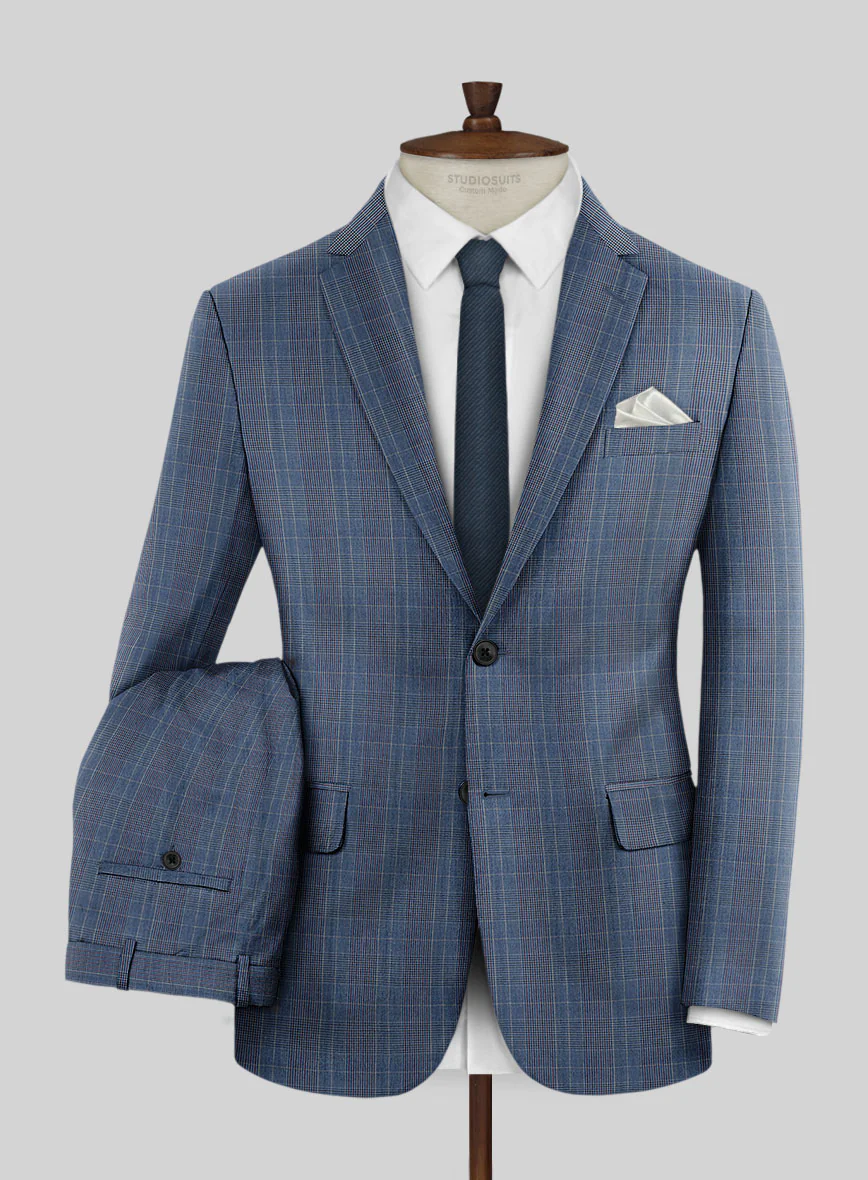 Napolean Canzo Glen Blue Wool Suit - Image 2