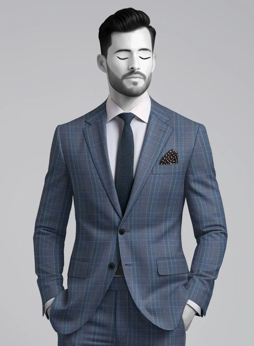 Napolean Canzo Glen Blue Wool Suit - Image 4
