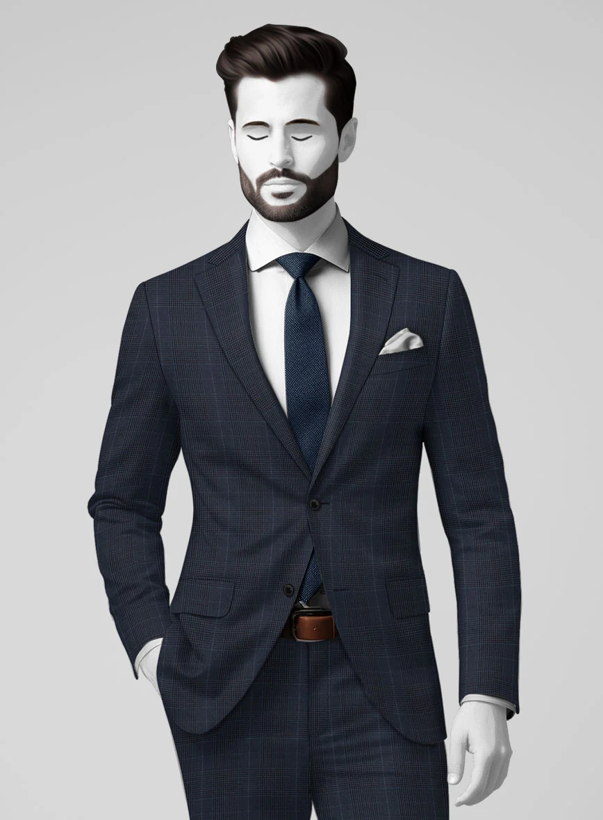 Napolean Canzo Glen Dark Blue Wool Suit - Image 4