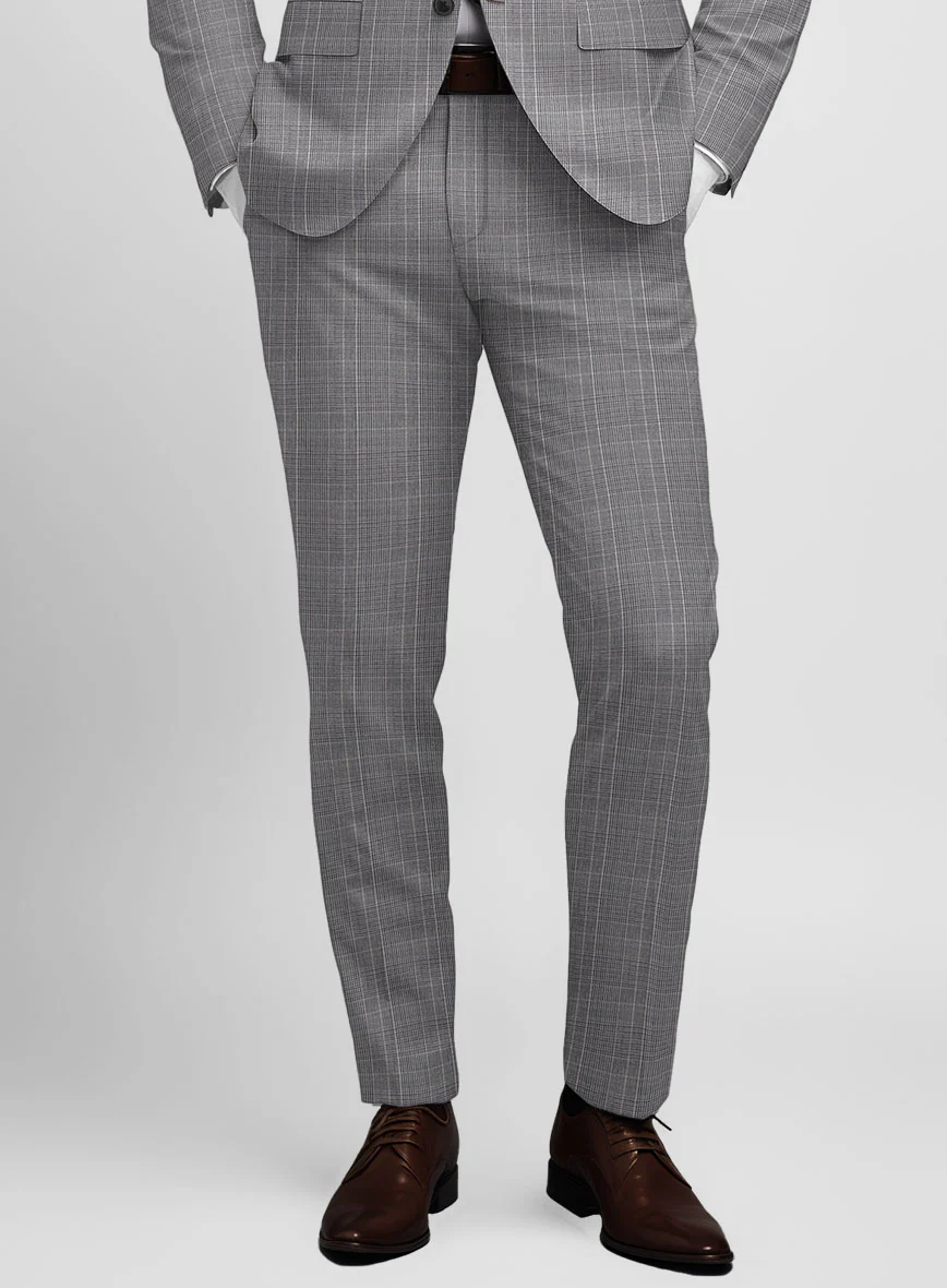 Napolean Canzo Glen Gray Blue Wool Pants - Image 2
