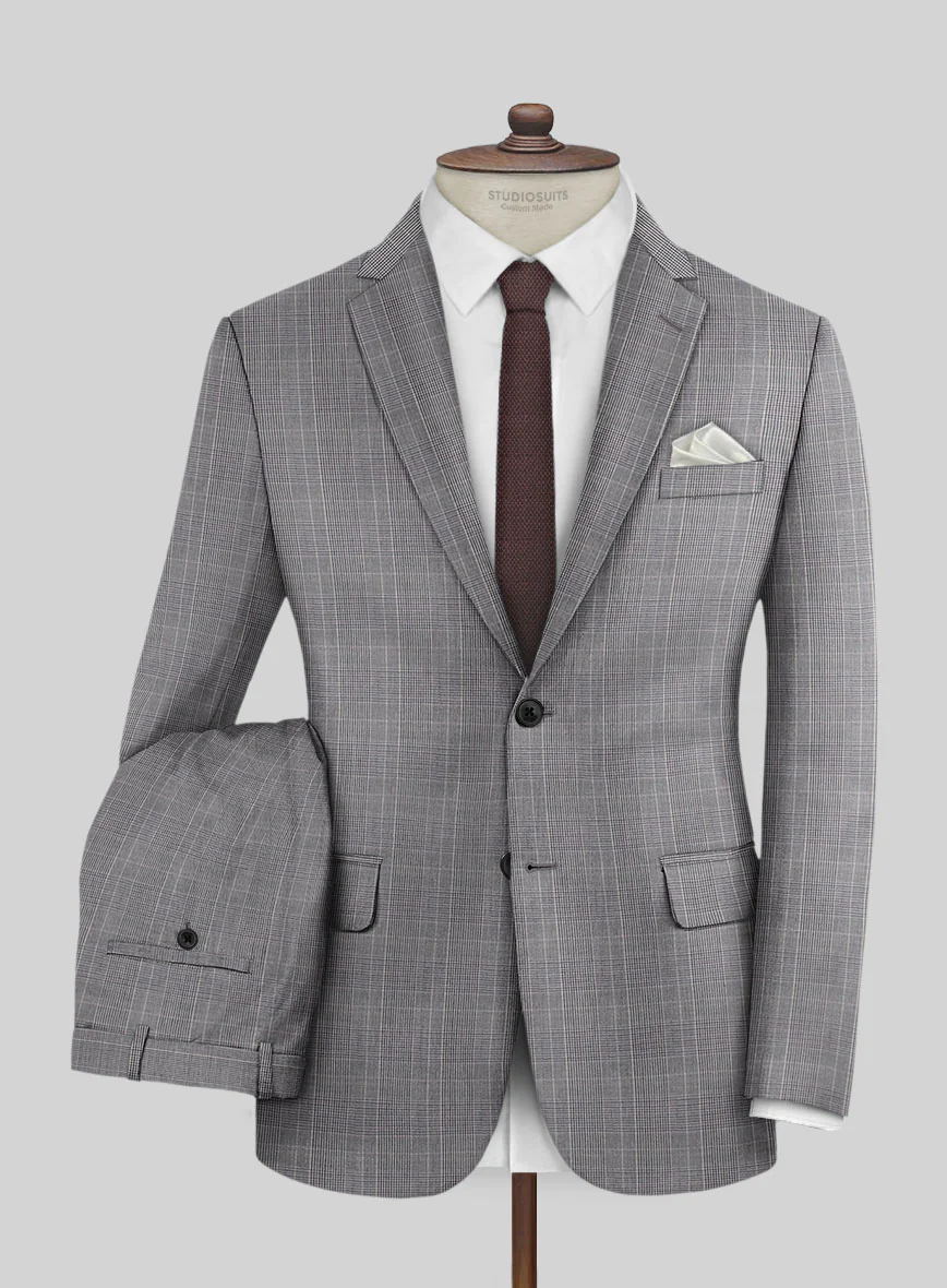 Napolean Canzo Glen Gray Blue Wool Suit - Image 2