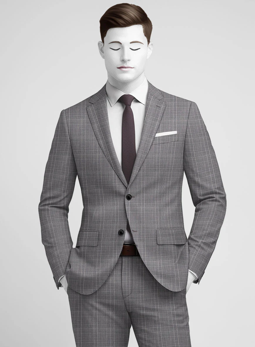 Napolean Canzo Glen Gray Blue Wool Suit - Image 4