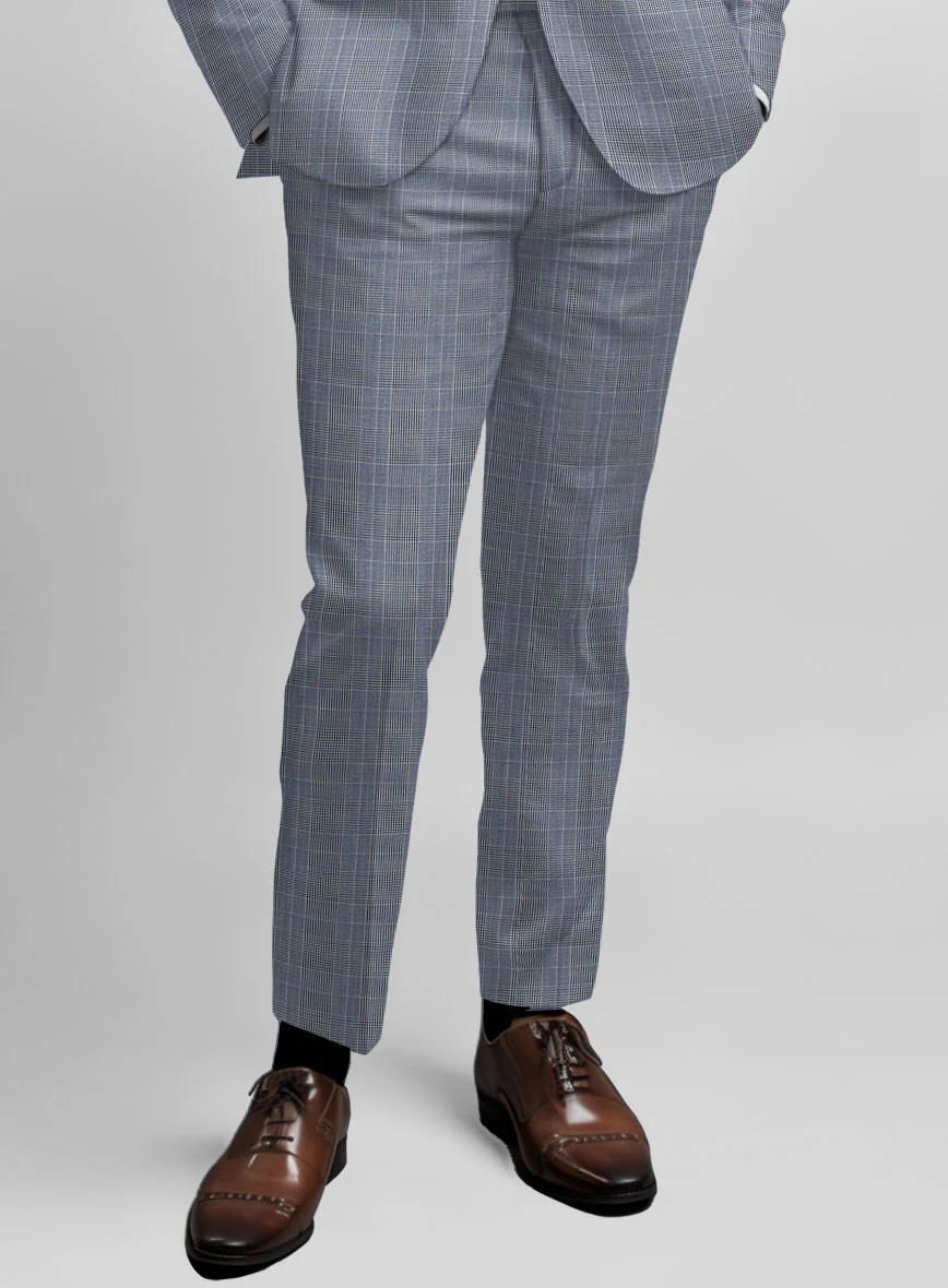 Napolean Canzo Glen Light Blue Wool Pants - Image 2