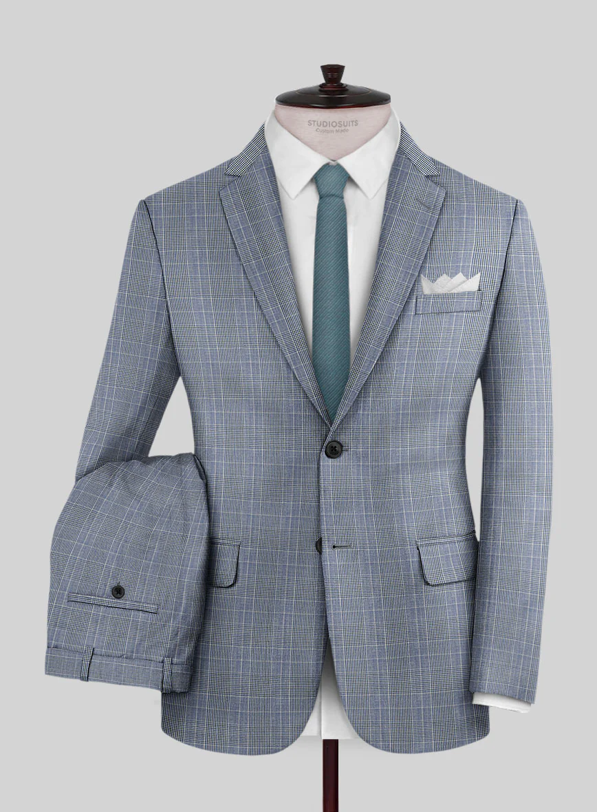 Napolean Canzo Glen Light Blue Wool Suit - Image 2