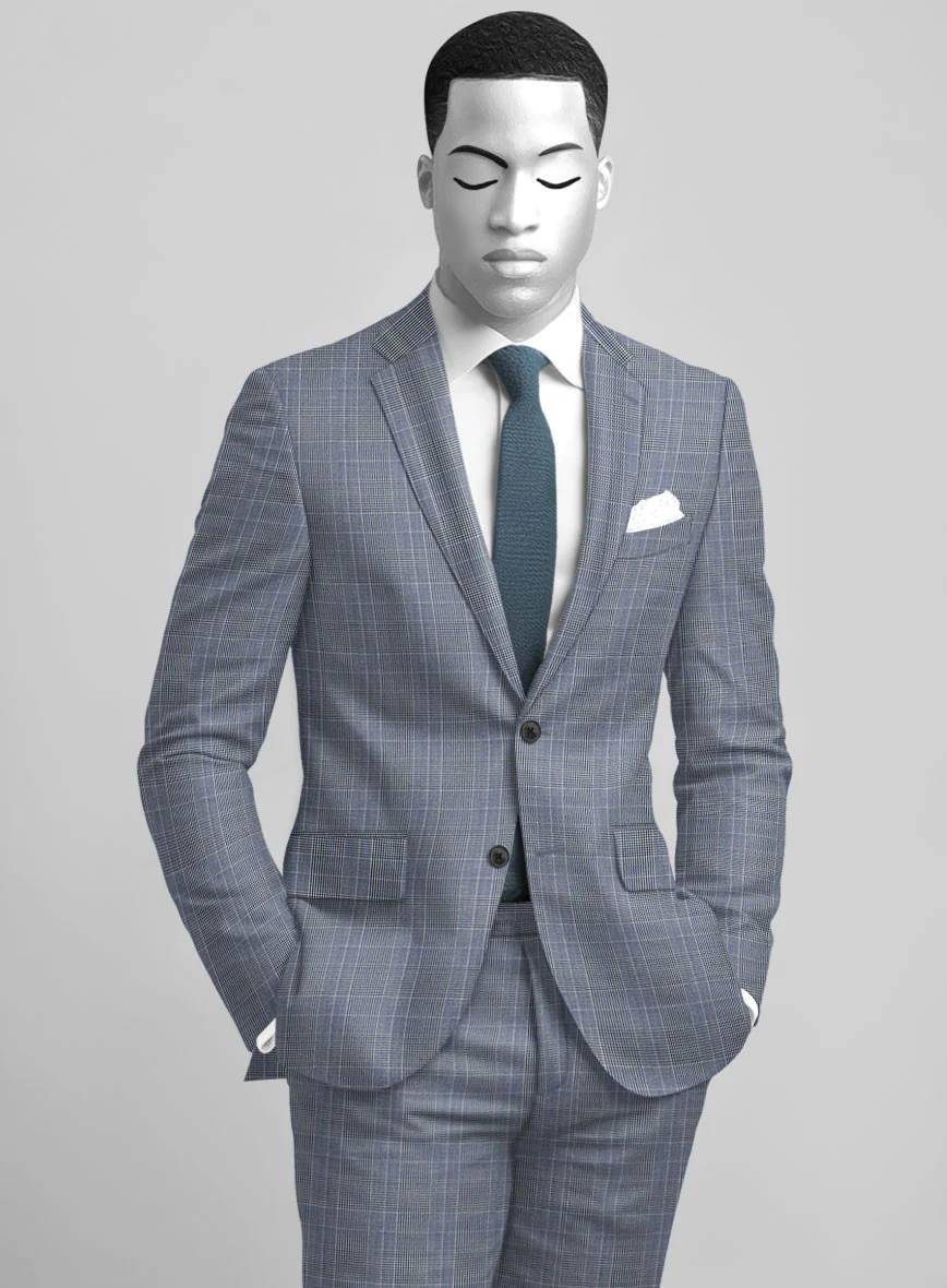 Napolean Canzo Glen Light Blue Wool Suit - Image 3