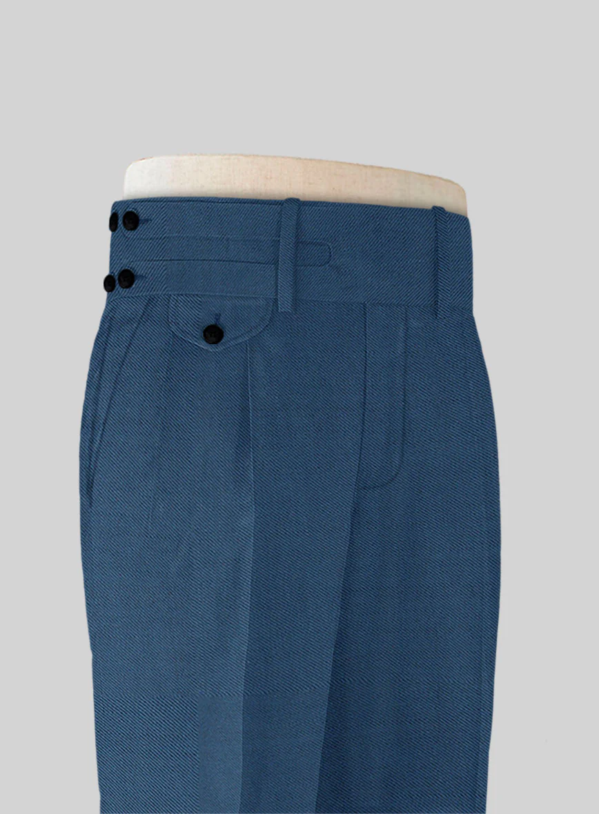Napolean Casa Blue Double Gurkha Wool Trousers - Image 4
