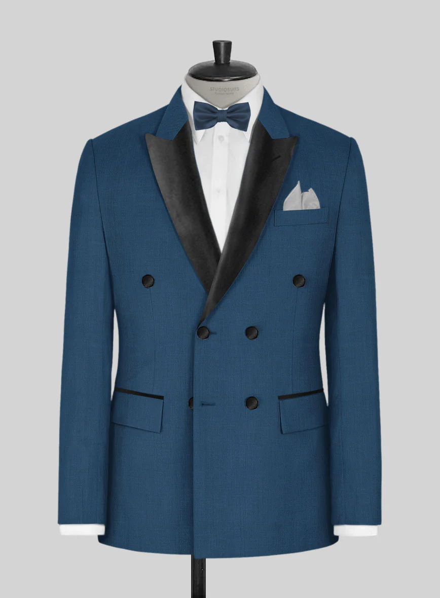 Napolean Casa Blue Wool Double Breasted Tuxedo Suit - Image 2