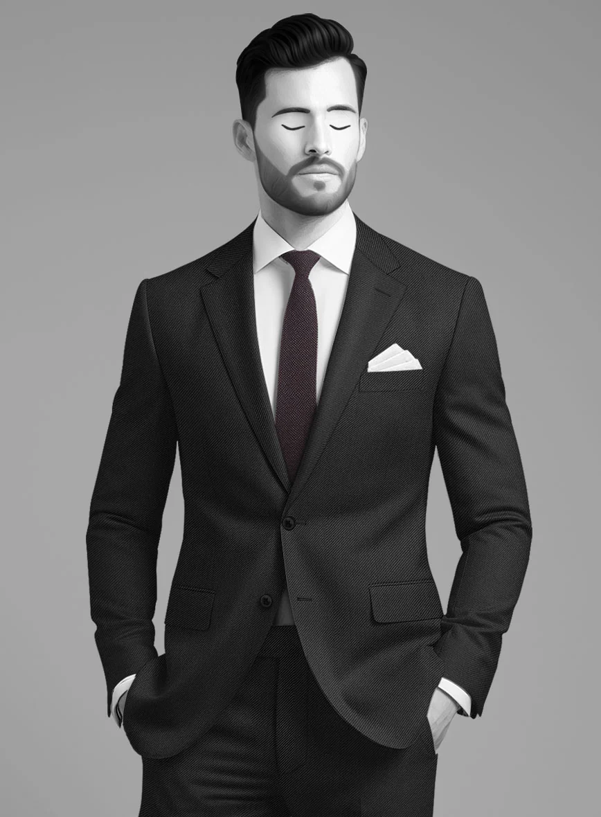 Napolean Cavalry Twill Black Wool Suit - Image 3